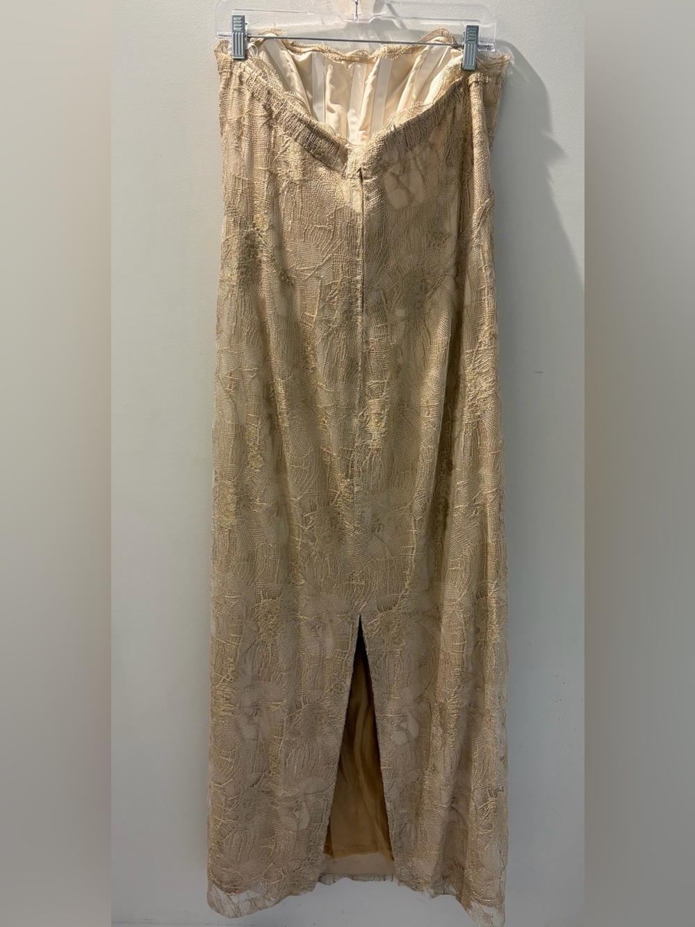 Vintage Manuel Mendoza Champagne Gold Metallic Lace Bustier Gown | Couture - Picture 4 of 6
